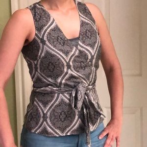 Ann Taylor silk wrap sleeveless blouse